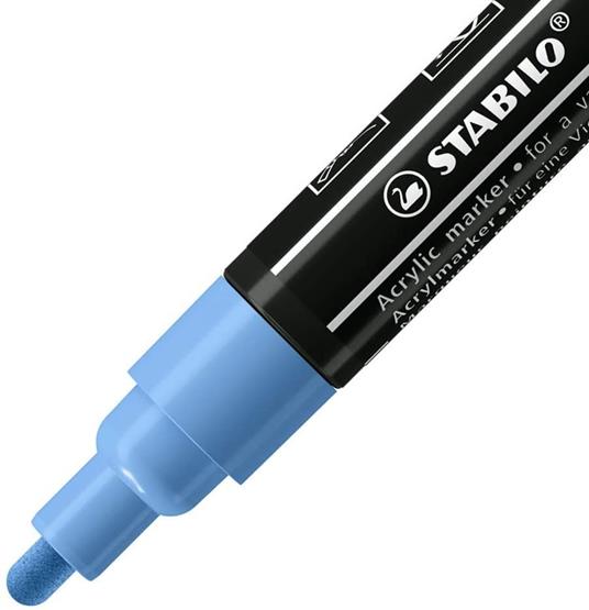 Marker acrilico - STABILO FREE Acrylic - T300 Punta rotonda 2-3mm - Confezione da 5 - Blu Cobalto - 2