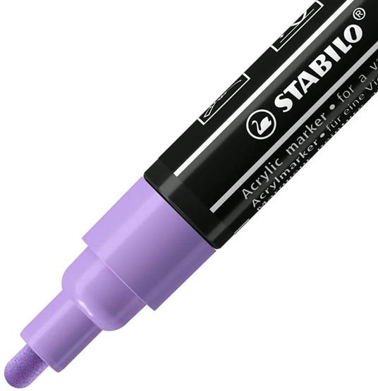 Marker acrilico - STABILO FREE Acrylic - T300 Punta rotonda 2-3mm - Confezione da 5 - Lilla chiaro - 2