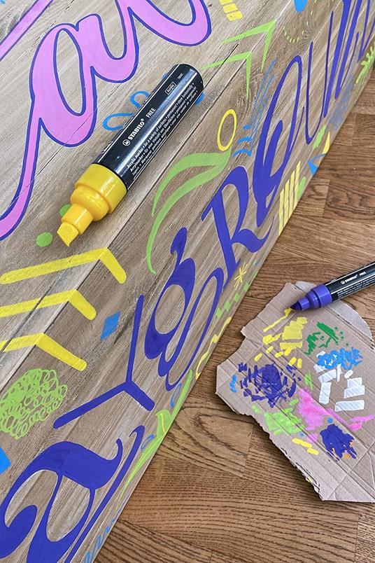 Marker acrilico - STABILO FREE Acrylic - T800C Punta a scalpello 4-10mm - Confezione da 5 - Giallo - 3