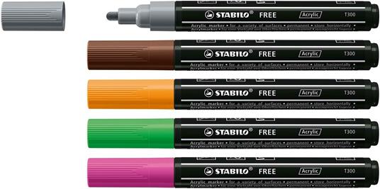 Marker acrilico- STABILO FREE Acrylic T300 Punta rotonda 2-3mm Vintage Edition. Astuccio da 5 Colori assortiti - 2