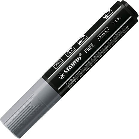 Marker acrilico STABILO FREE Acrylic T800C Punta a scalpello 4-10mm Bold Edition. Astuccio da 5 Colori assortiti - 2