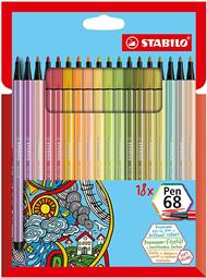 Pennarello Premium - STABILO Pen 68 - Astuccio da 18 - Soft Colors - Colori assortiti