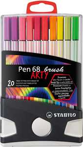 Cartoleria Pennarello Premium con punta a pennello - STABILO Pen 68 brush Colorparade - ARTY - Astuccio da 20 - Colori assortiti STABILO