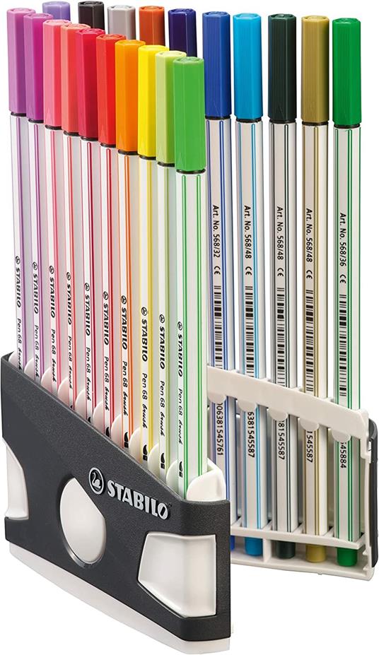 Pennarello Premium con punta a pennello - STABILO Pen 68 brush Colorparade - ARTY - Astuccio da 20 - Colori assortiti - 2