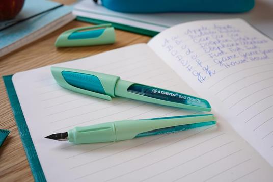 Penna Stilografica Ergonomica per bambini - STABILO EASYbuddy in Rosa Antico - Punta Standard - Cartuccia Blu inclusa - 4