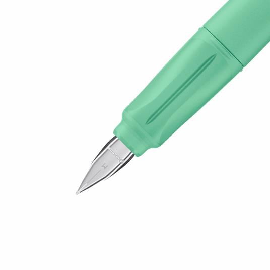 Penna Stilografica Ergonomica per bambini - STABILO EASYbuddy in Verde Menta - Punta Standard - Cartuccia Blu inclusa - 3