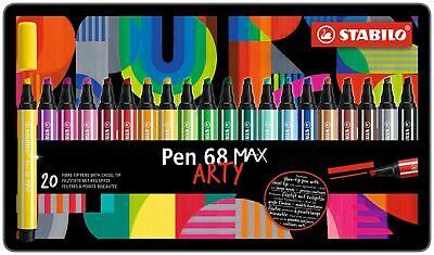 Pennarello Premium a tratto doppio (1 + 5 mm) - STABILO Pen 68 MAX - ARTY - Scatola in Metallo da 20 - Colori assortiti