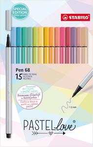 Pennarello Premium - STABILO Pen 68 - Pastellove Set - Astuccio da 15 - Colori assortiti