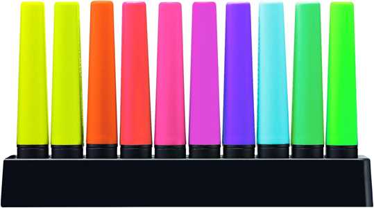 Cartoleria Evidenziatore - STABILO BOSS ORIGINAL - Desk-Set - Edizione 100% FLUO - 10 evidenziatori STABILO