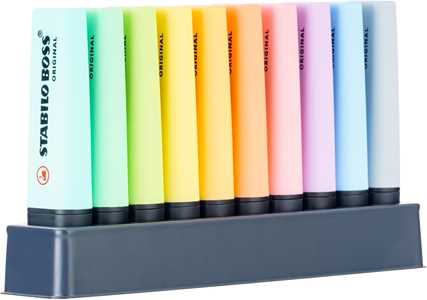 Cartoleria Evidenziatore - STABILO BOSS ORIGINAL Pastel - Desk-Set - Edizione 100% PASTEL - 10 evidenziatori STABILO