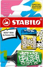 Evidenziatore - STABILO BOSS MINI by Snooze One - Astuccio da 3 - Blu/Giallo/Verde