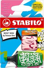 Evidenziatore - STABILO BOSS MINI by Snooze One - Astuccio da 3 - Arancione/Rosa/Verde