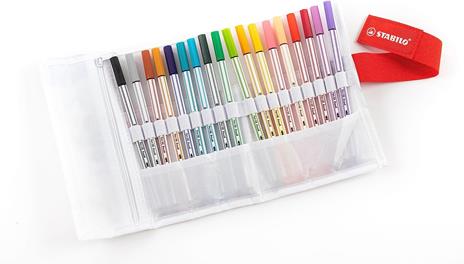 Pennarello Premium con punta a pennello - STABILO Pen 68 brush - Rollerset con 18 colori assortiti - 3
