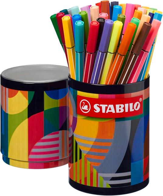 Pennarello Premium - STABILO Pen 68 - ARTY - Portapennarelli in metallo - con 45 colori assortiti