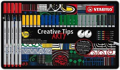Set di punte multiple - STABILO Creative Tips - ARTY - Scatola in Metallo da 30 - CLASSIC - in 6 colori assortiti