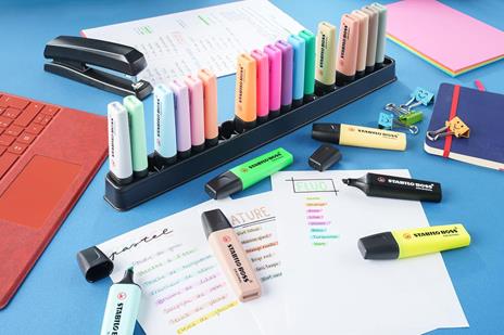Evidenziatore - STABILO BOSS ORIGINAL Desk-Set - 15 Colori assortiti 5 Neon + 5 Pastel + 5 Nature - 4