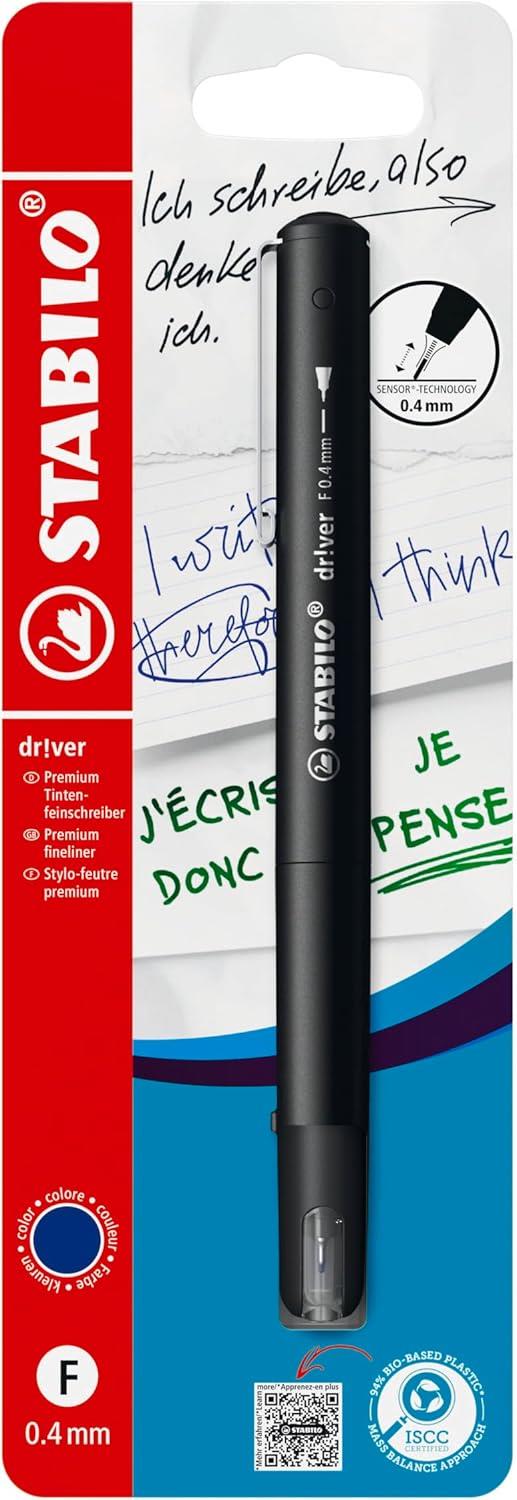 Fineliner Premium - STABILO dr!ver - Tratto Fine (0,4 mm) - Pack da 1 - Blu
