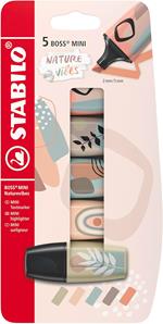 Evidenziatore - STABILO BOSS MINI Naturevibes  Pack da 5 - Colori assortiti
