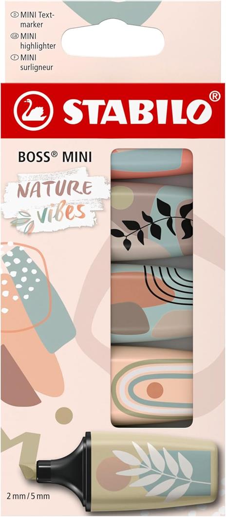 Evidenziatore - STABILO BOSS MINI Naturevibes - Astuccio da 5 - Colori assortiti