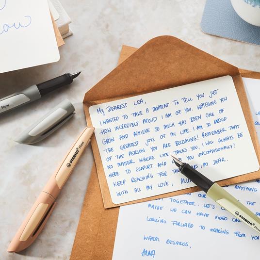 Penna Stilografica - STABILO Flow MONOCHROME in Ecru - Pack da 1 - Cartuccia inclusa - 8