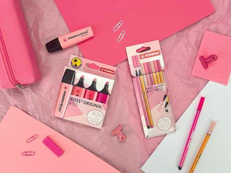 Fineliner & Pennarello Premium STABILO Shades Pink Astuccio da 8. 4 Fineliner STABILO point 88 & 4 Pennarelli STABILO Pen 68 - 4