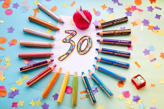 Matita colorata Multi-Funzione - STABILO woody 3 in 1 - 30 Years Edition - Unicorno - Astuccio da 6 - con Temperino - 4