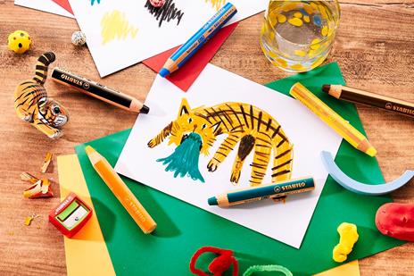 Matita colorata Multi-Funzione - STABILO woody 3 in 1 - 30 Years Edition - Tigre - Astuccio da 6 - con Temperino - 4