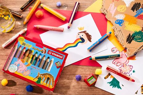 Matita colorata Multi-Funzione - STABILO woody 3 in 1 - 30 Years Edition - Astuccio da 10 - con Temperino - 4