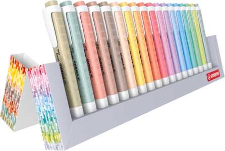 Cartoleria Evidenziatore - STABILO swing cool NatureCOLORS Desk-Set - 18 Colori Assortiti 6 Nature + 12 Pastel STABILO