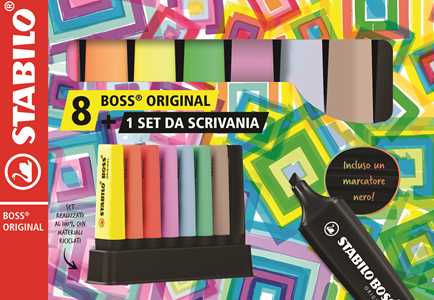 Cartoleria Evidenziatore - STABILO BOSS ORIGINAL Desk-Set - 8 Colori assortiti STABILO