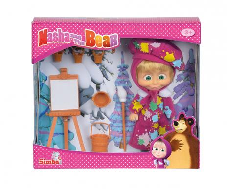 Masha e Orso. Bambola Masha Pittrice con Cavalletto, Tavolozza e Accessori - 3