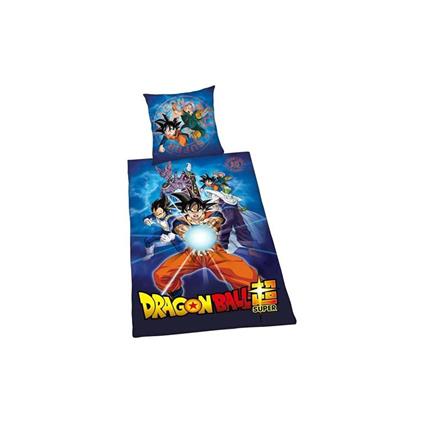 Dragon Ball Biancheria Set Copricuscino Federa 80x80 cm + Copripiumino 200x135 cm Reversibile Double