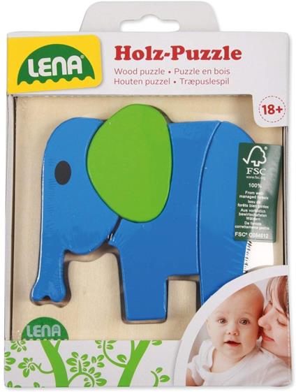 SIMM Spielwaren Lena 32061 Puzzle in Legno: Elefante