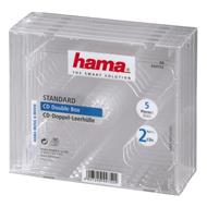 Hama CD Double Jewel Case, Pack 5 2 dischi Trasparente