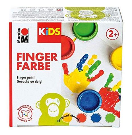Marabu 0303000000080 Set di 4 colori vivaci da 100 ml, senza parabeni, vegano, senza lattosio, senza glutine, adatto per dipingere in asilo, scuola, terapia e a casa