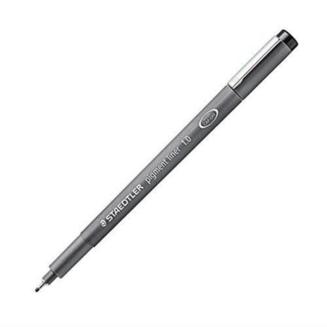 STAEDTLER penne Pigment Liner, inchiostro nero, punta in metallo, larghezza tratto 1.0 mm, ideali per disegno tecnico, confezione da 10, 308 10-9