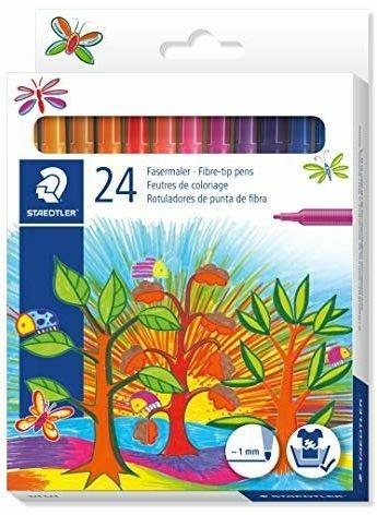 Confezione 24 Pennarelli Colorati Staedtler Scuola Disegno Bambini Punta  Sottile