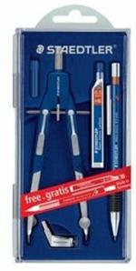 Staedtler Mars 552 01 PR1 Promo Set con Compasso a regolazione rapida, Portamina a scatto e Mina per Portamine a Scatto