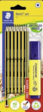 12 matite grafite esagonali Noris 2=HB + 1 evidenziatore Textsurfer giallo omaggio