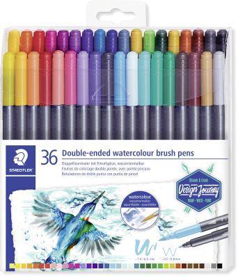 Astuccio da 18 colori con penne a due punte: a pennello e fine. acquerellabili - 2