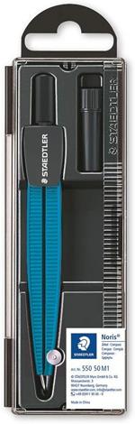 Staedtler Noris 550 50 M1 - Compasso di precisione per la scuola, con spilla di sicurezza, colore: Blu metallizzato