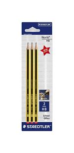 Staedtler noris matita in grafite, mina hb, fusto esagonale giallo e nero (confezione 3 pezzi)