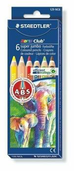 6 X Staedtler Noris Club Super Jumbo Colouring Pencils Anti-Break Leads