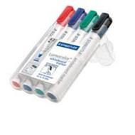 4 marcatori cancellabili a secco con punta sintetica tonda 2 mm, in 4 colori assortiti.