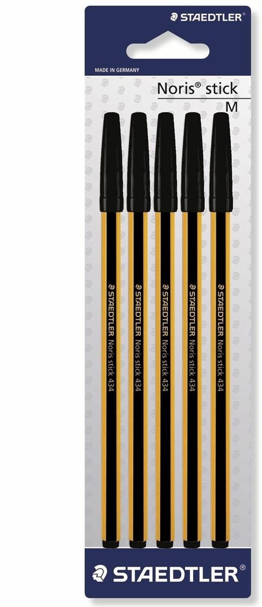 Penna a sfera Staedtler Noris Stick. Confezione 5 penne inchiostro nero -  Staedtler - Cartoleria e scuola