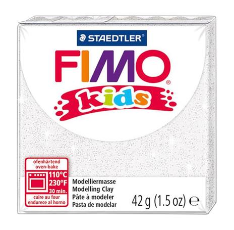 panetto fimo kids 42gr bianco glitter - 8