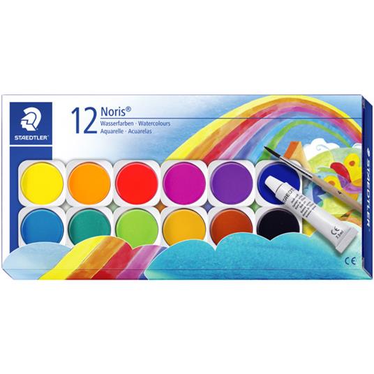 Set astuccio 12 acquarelli pigmentati con tavolozza