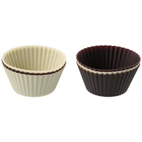 Zenker set 6 pezzi pirottini in silicone per muffin, colore crema e cioccolato resistenti fino a 230 gradi - diametro 7 x 3 cm