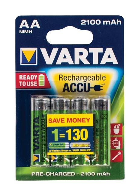 Batterie NiMH Varta Ricaricabili AA 1.2V 2100mAh 4-Vescica - 14