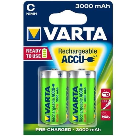 Batterie NiMH Varta Ricaricabile C 1.2V 3000mAh 2-Vescica - 8